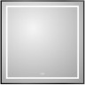 Зеркало BELBAGNO SPC-KRAFT-800-800-LED-TCH-WARM-NERO в алюминиевой раме со встроенным светильником, сенсорным выключателем и подогревом, 800x32x800
